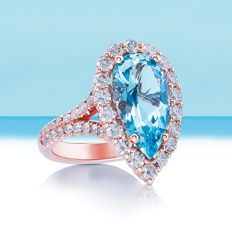 Knar Signature Rose Gold Aquamarine & Diamond Ring