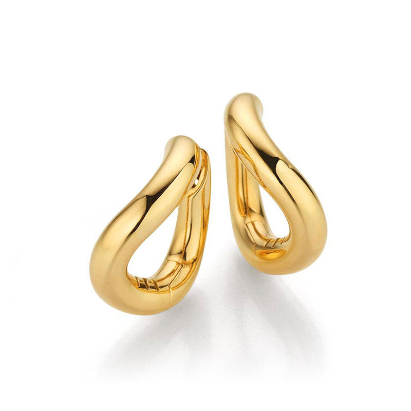 Knar Signature Yellow Gold Wavy Hoop Earrings