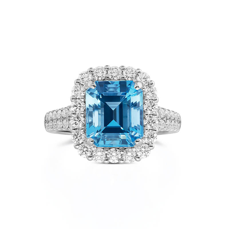 Knar Signature White Gold Aquamarine DiamondRing AA00566 CSG0002 FRONT
