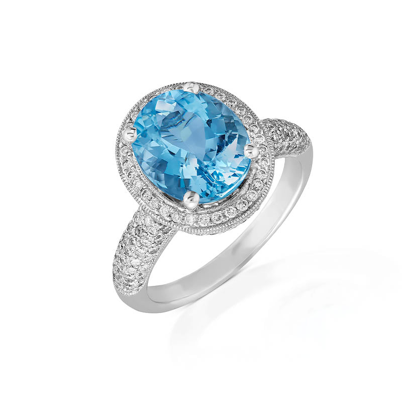 Knar Signature White Gold Aquamarine Diamond Ring PQX 63 TOP