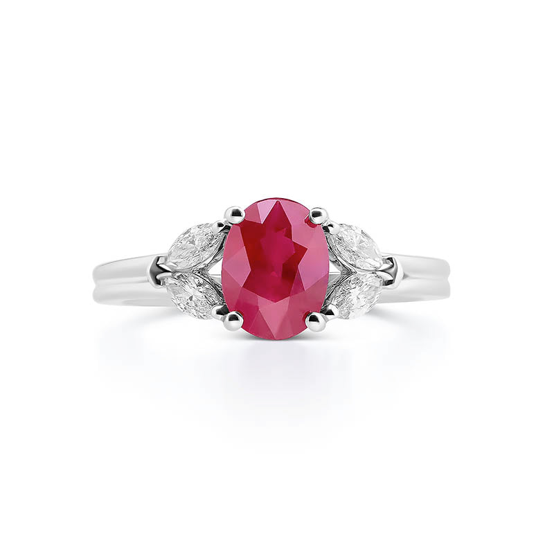 Knar Signature White Gold Ruby Diamond Ring PQ241A 18 FRONT