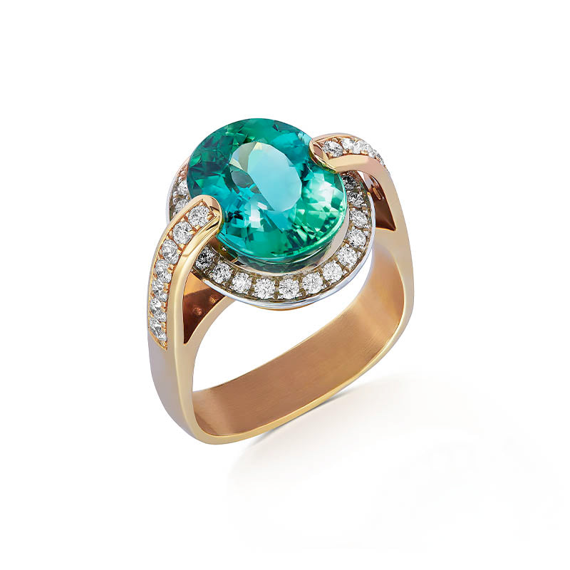 Knar SignatureYellow Gold Tourmaline Diamond Ring JFA00025 TOP