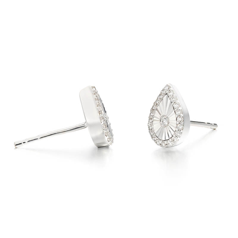 Knar Signature White Gold Diamond Tear Drop Earrings