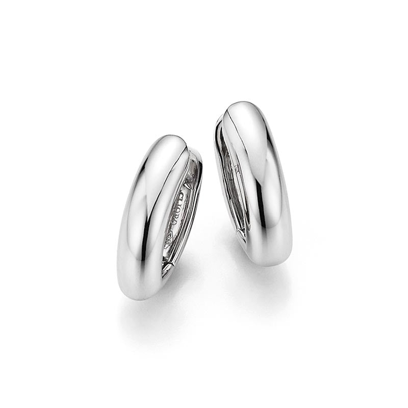 Knar Signature White Gold Tapered Hoop Earrings