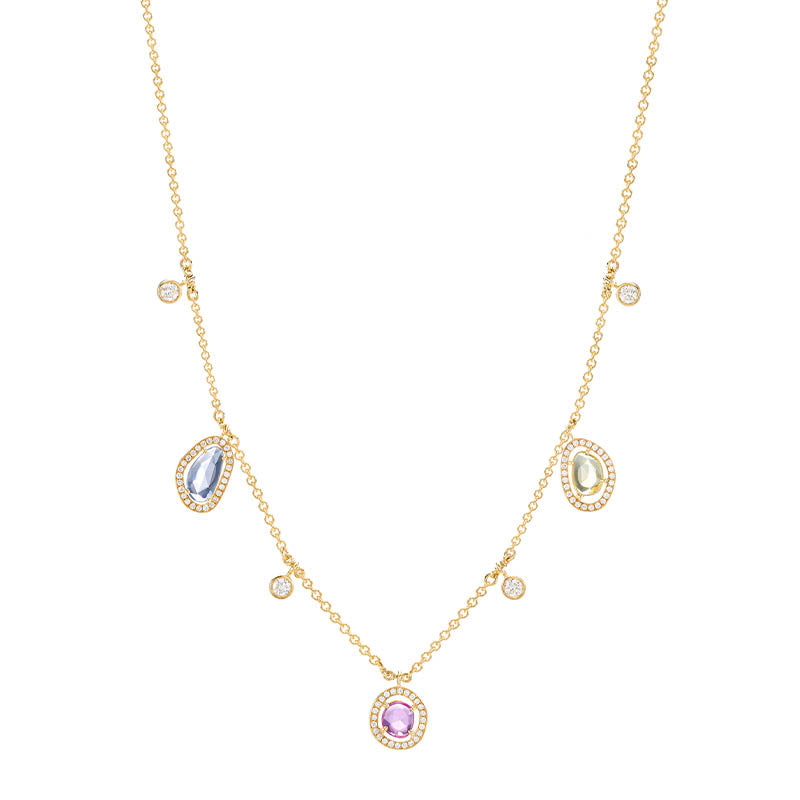 Knar Signature Yellow Gold, Multi-Coloured Sapphire & Diamond Necklace