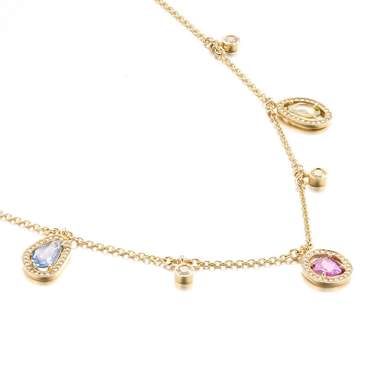 Knar Signature Yellow Gold, Multi-Coloured Sapphire & Diamond Necklace