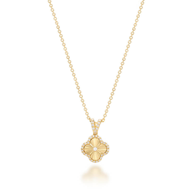 Knar Signature Yellow Gold Diamond Clover Pendant