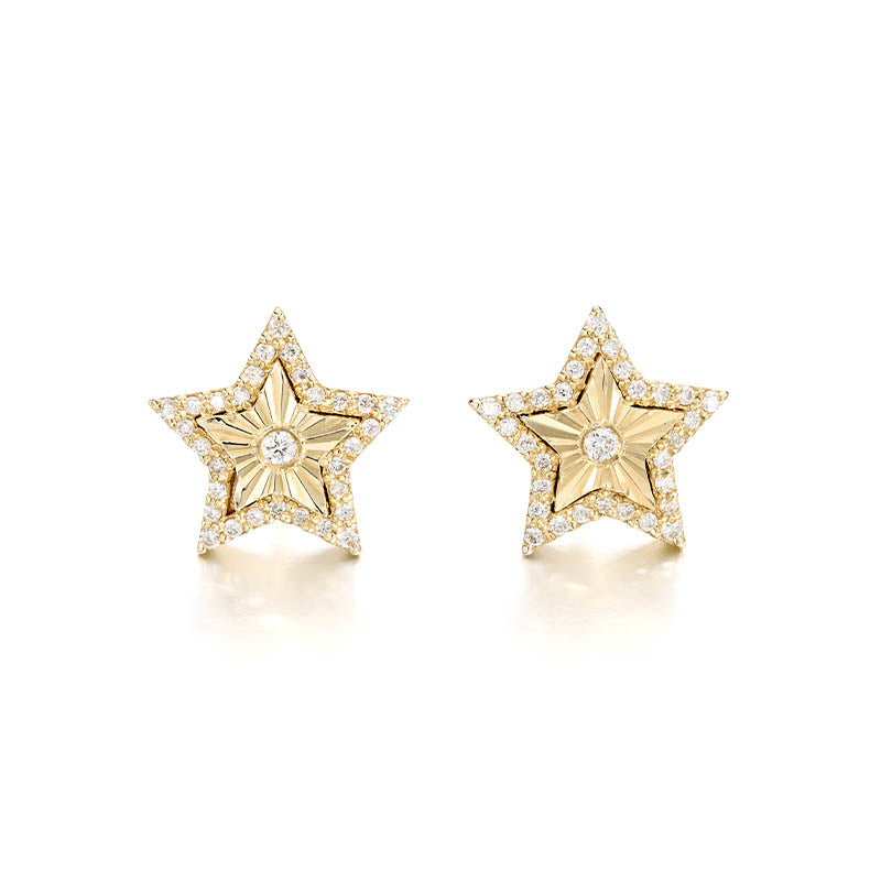 Knar Signature Yellow Gold Diamond Star Earrings
