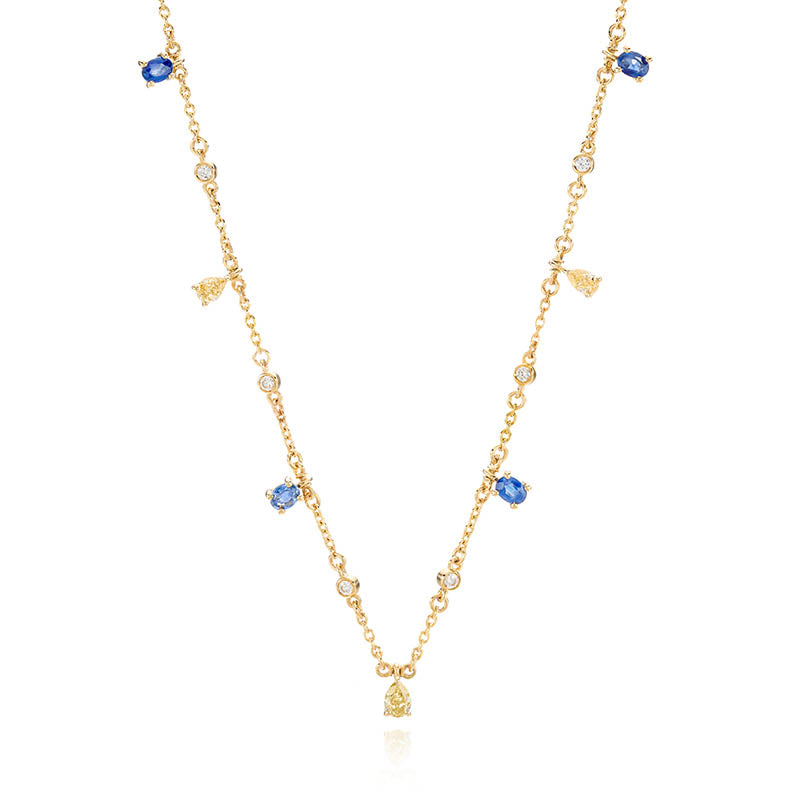 Knar Signature Yellow Gold, Multi-Coloured Sapphire & Diamond Necklace