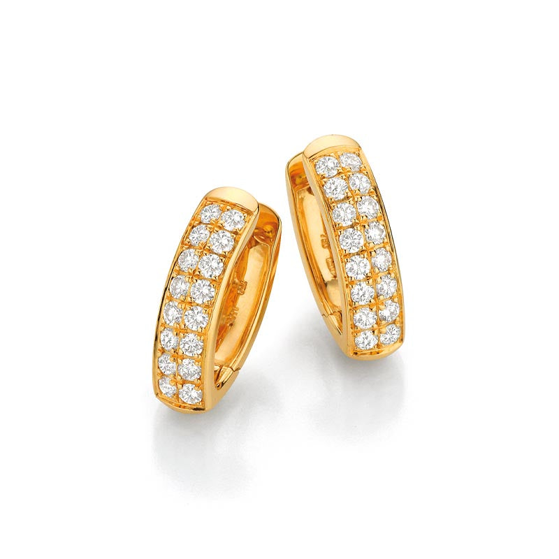 Knar Signature Yellow Gold & Diamond Tapered Hoop Earrings