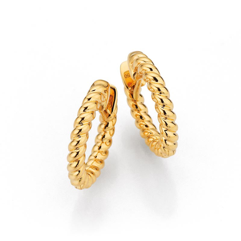 Knar Signature Yellow Gold Twisted Hoop Earrings