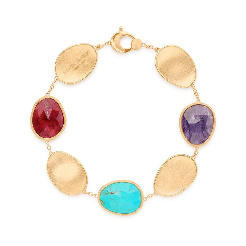 Marco Bicego Lunaria Colour Yellow Gold Thulite, Turquoise & Charoite Bracelet