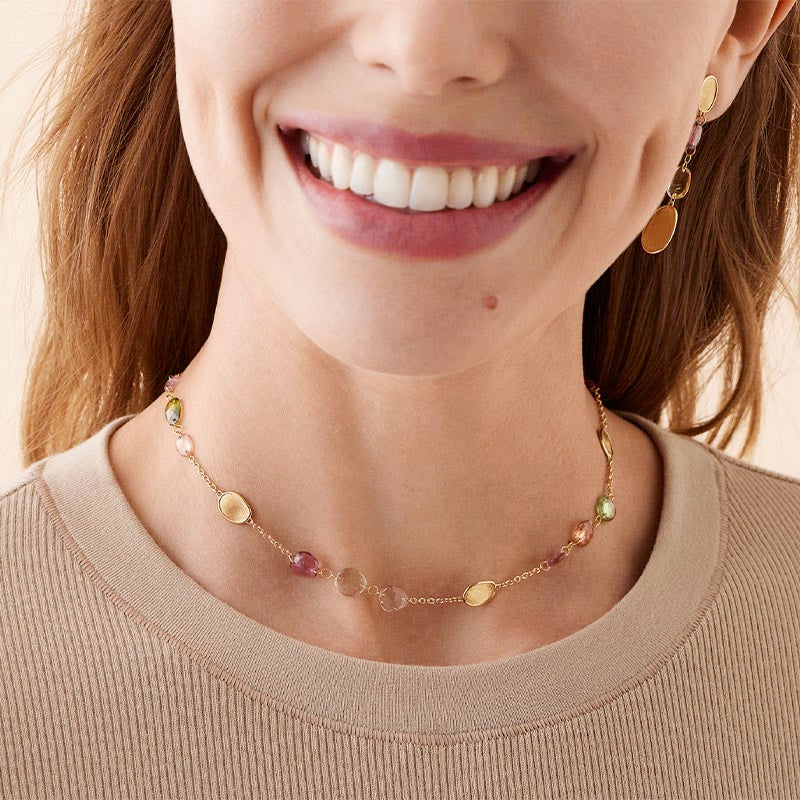 Marco Bicego Lunaria Colour Yellow Gold Muticoloured Tourmaline Necklace