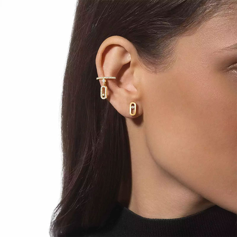 Messika Move Uno Yellow Gold Single Clip Pavé Drop Earring
