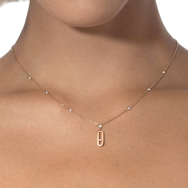 Messika Long Move Uno Rose Gold Diamond Pendant