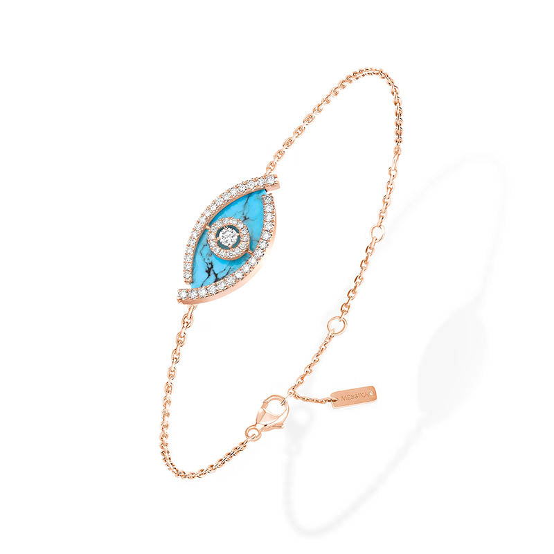 Messika Lucky Eye Rose Gold Turquoise & Diamond Bracelet