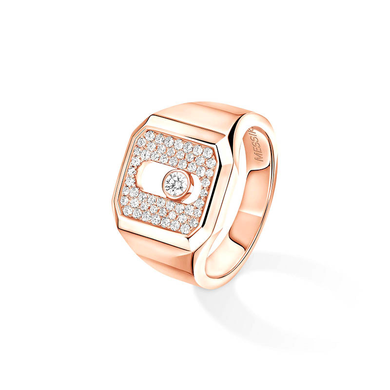 Messika Move Joaillerie Rose Gold Diamond Pavé Signet Ring
