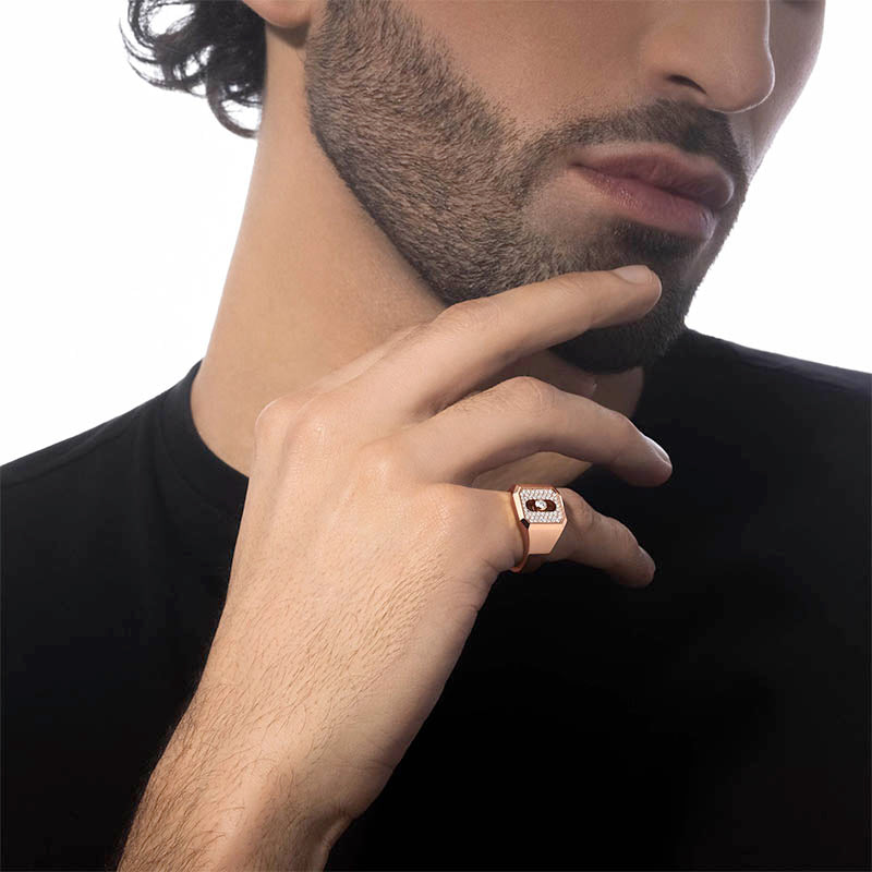 Messika Move Joaillerie Rose Gold Diamond Pavé Signet Ring