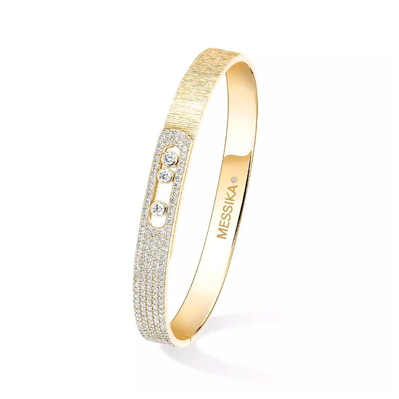 Messika Move Noa Ciselé Yellow Gold Semi-Pavé Diamond Bangle