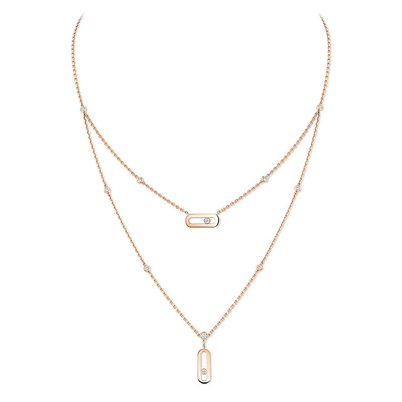 Messika Move Uno 2 Row Rose Gold Diamond Necklace