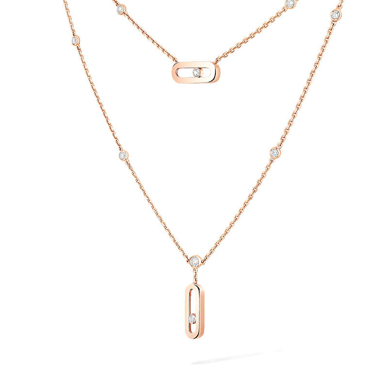 Messika Move Uno 2 Row Rose Gold Diamond Necklace