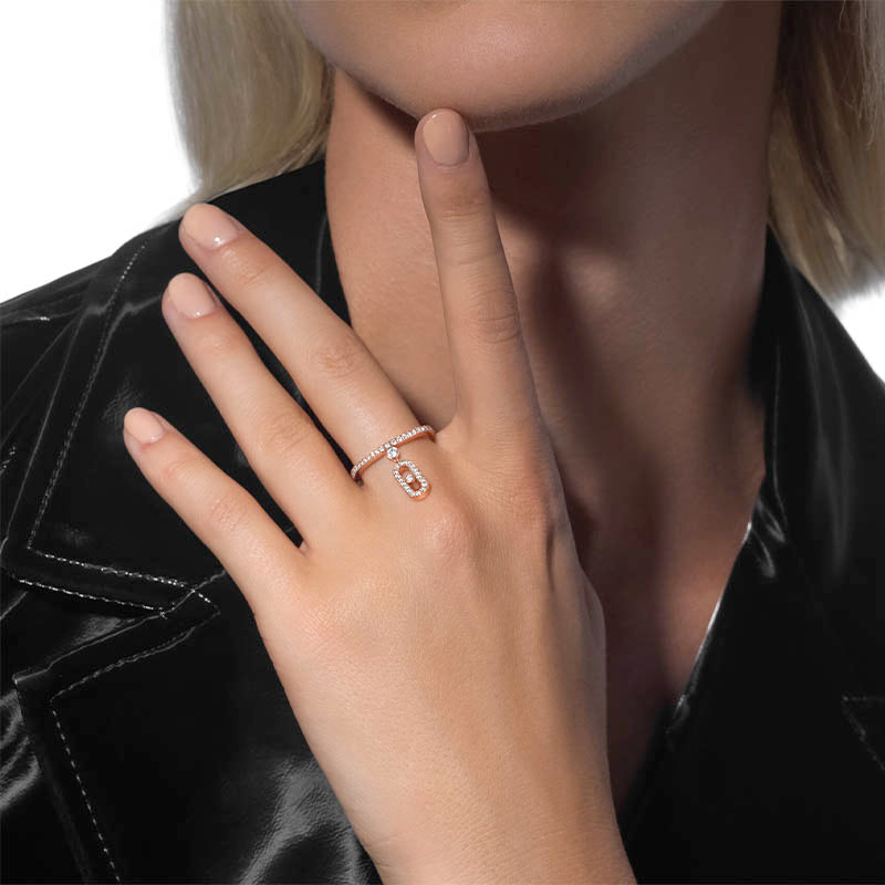 Messika Move Uno Pavé Rose Gold Drop Ring