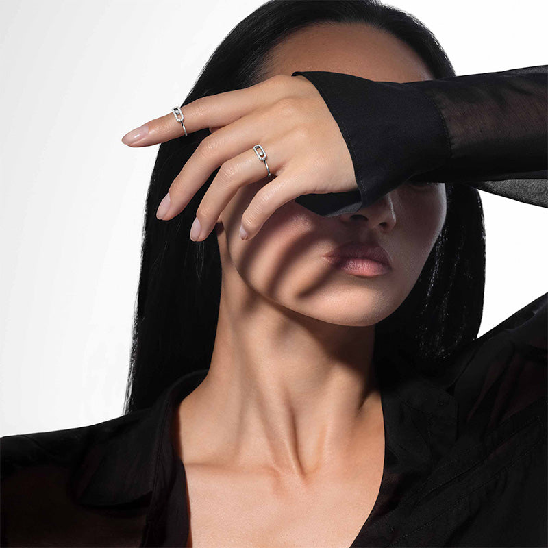 Messika Move Uno White Gold Half Pavé Diamond Ring