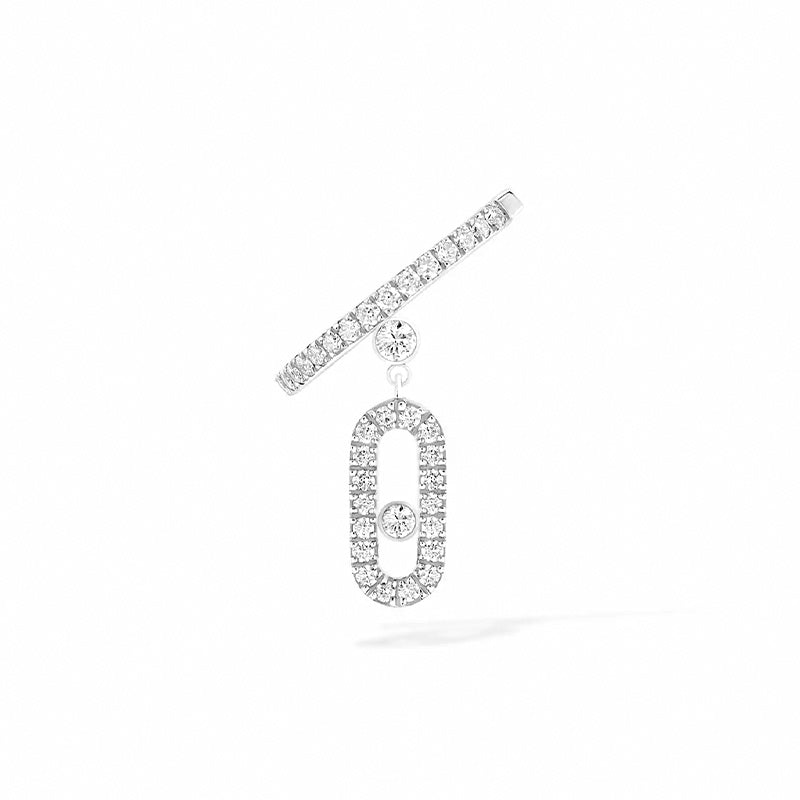 Messika Move Uno White Gold Single Clip Pavé Drop Earring