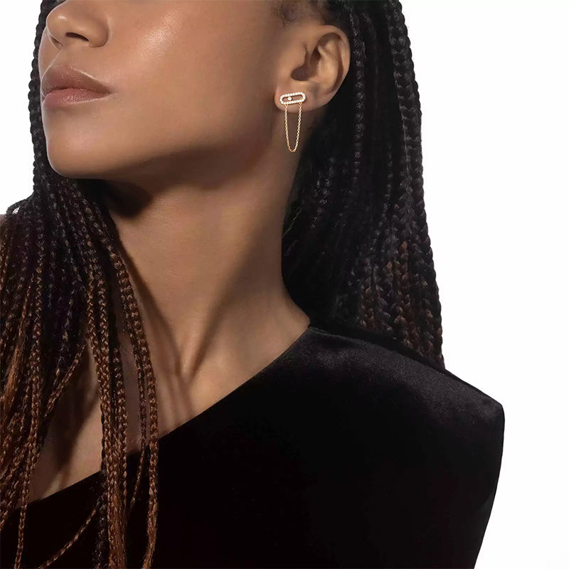Messika Move Uno Yellow Gold Chain & Stud Diamond Earrings