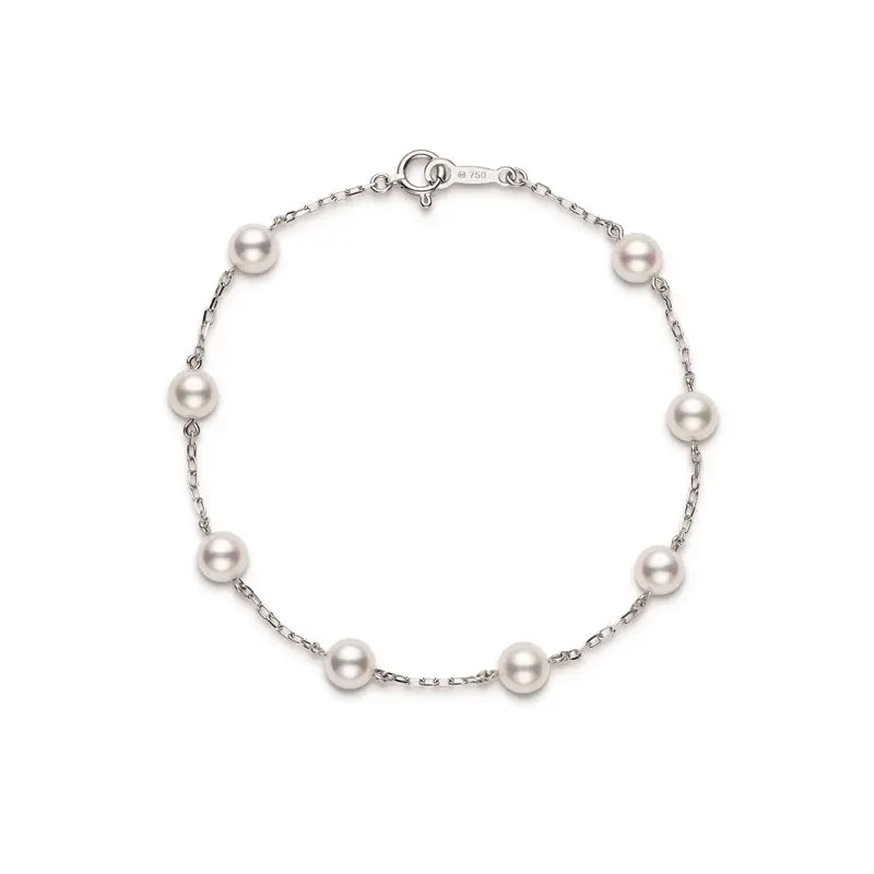 Mikimoto White Akoya Pearl Bracelet white gold clasp MIK00202 Style No PD129W