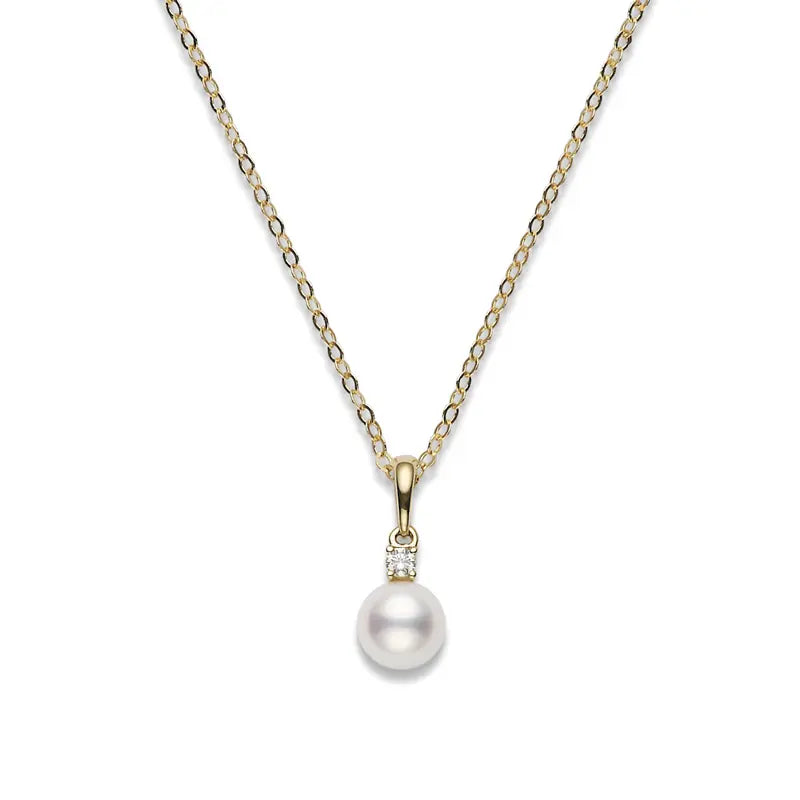 Mikimoto White Akoya Pearl and Diamond Pendant MIK00853 Style No PPS702DK