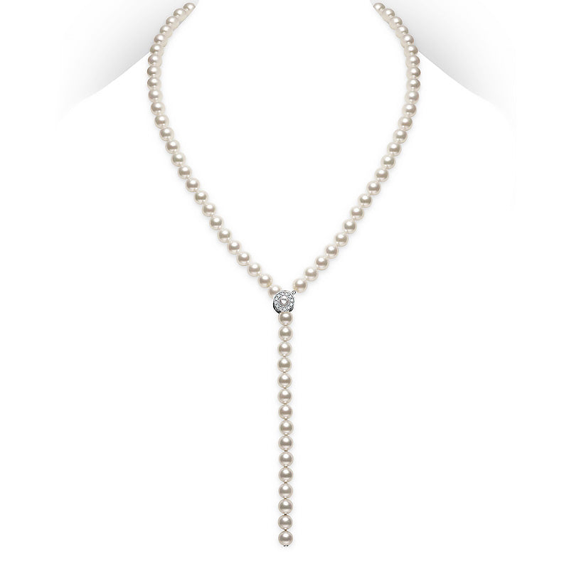 Mikimoto White Gold 7-7.5mm Akoya Pearl & Diamond Lariat Necklace