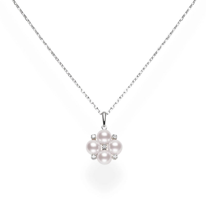 Mikimoto White Gold 5mm Akoya Pearl & Diamond Bubble Pendant