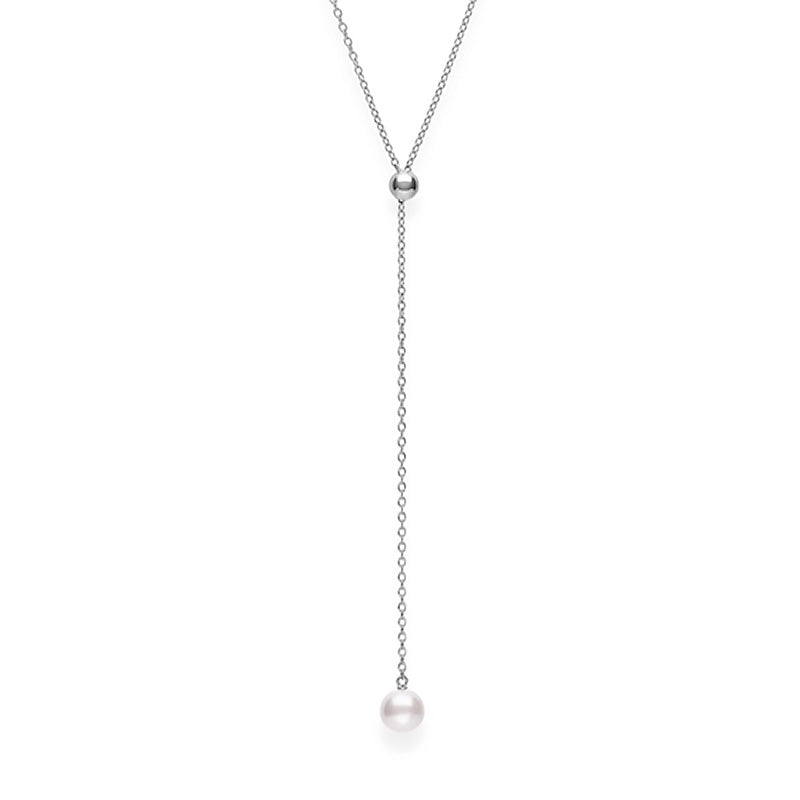 Mikimoto White Gold 7.5mm Akoya Pearl Lariat Pendant