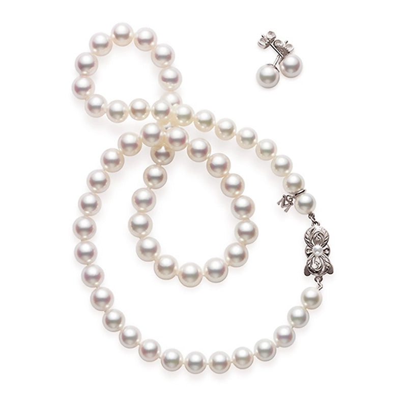 Mikimoto White Gold 7-8mm Akoya Pearl Two-Piece Gift Set