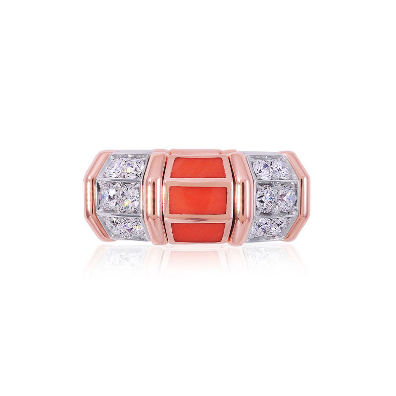 Picchiotti Xpandable Rose Gold & Coral Diamond Ring RE62-P/W-Coral