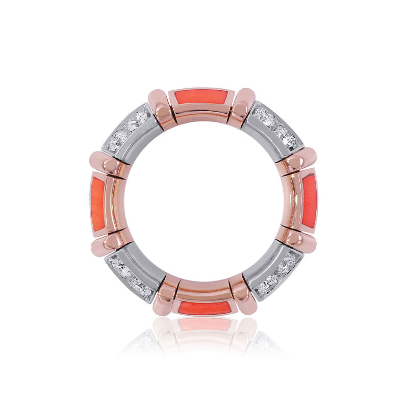Picchiotti Xpandable Rose Gold & Coral Diamond Ring RE62-P/W-Coral