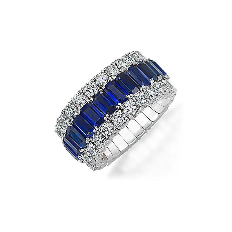 Picchiotti Xpandable ™ White Gold For the Love of Colour 11mm Blue Sapphire & Diamond Ring