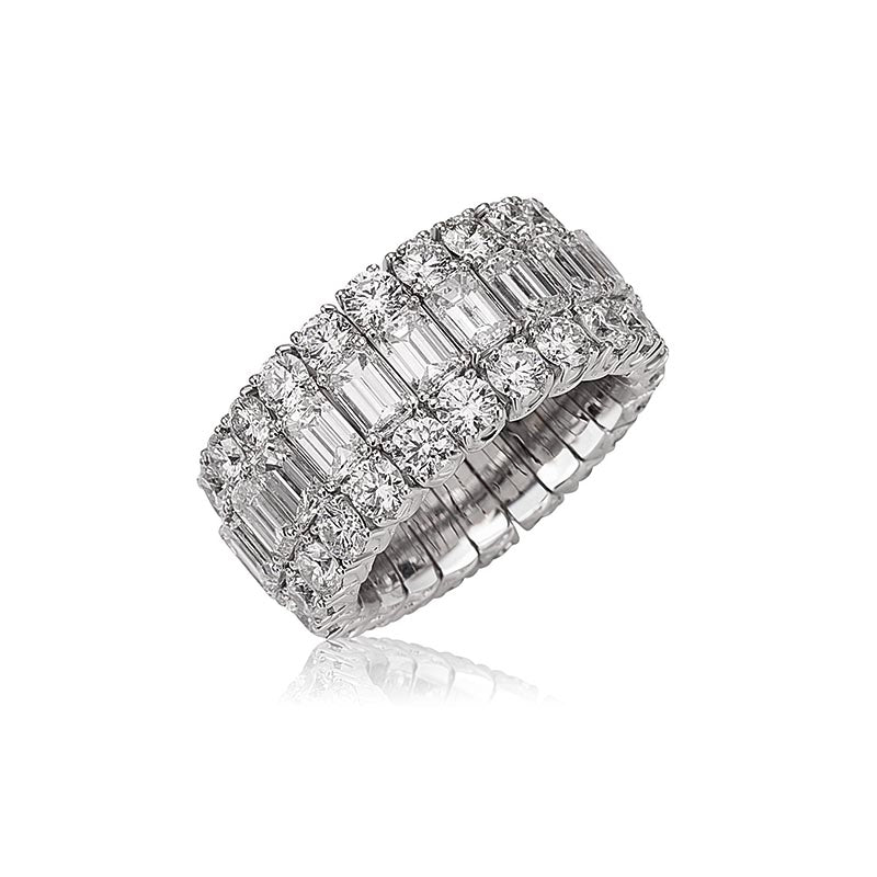 Picchiotti Xpandable ™ Platinum Emerald Cut Lover 12mm Diamond Ring