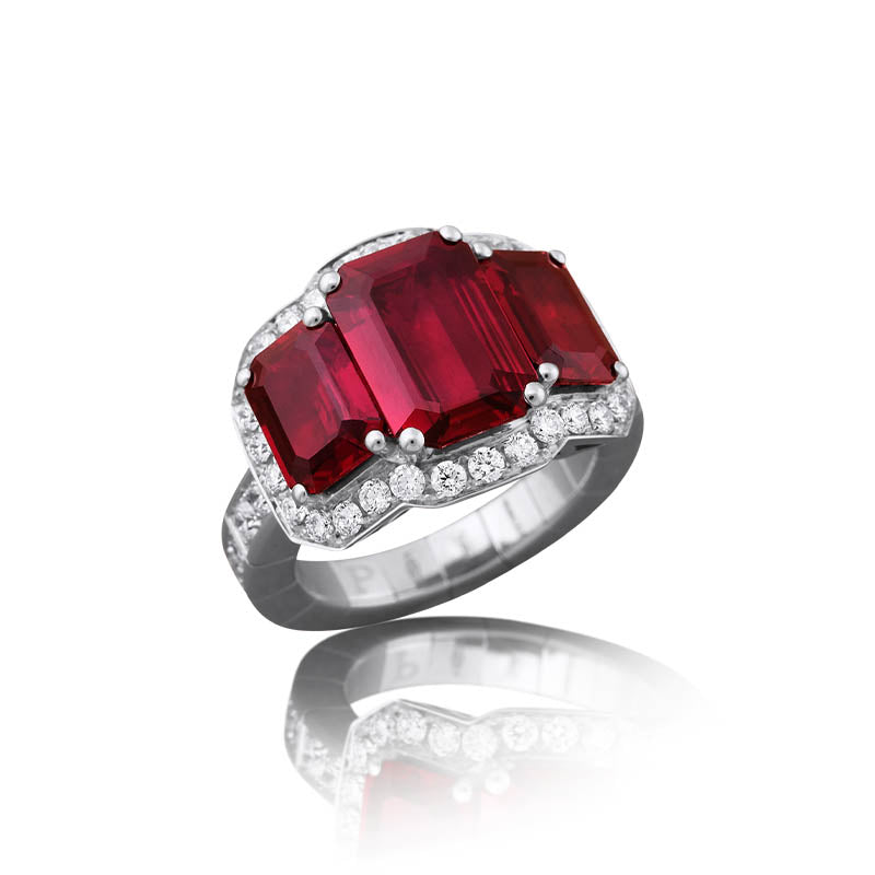 Picchiotti Xpandable ™ White Gold Ruby & Diamond Cocktail Ring