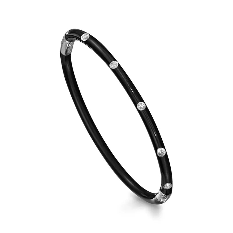 SOHO Sterling Silver and Black Enamel Bangle SO00653 Style No AB121XSDDDARK
