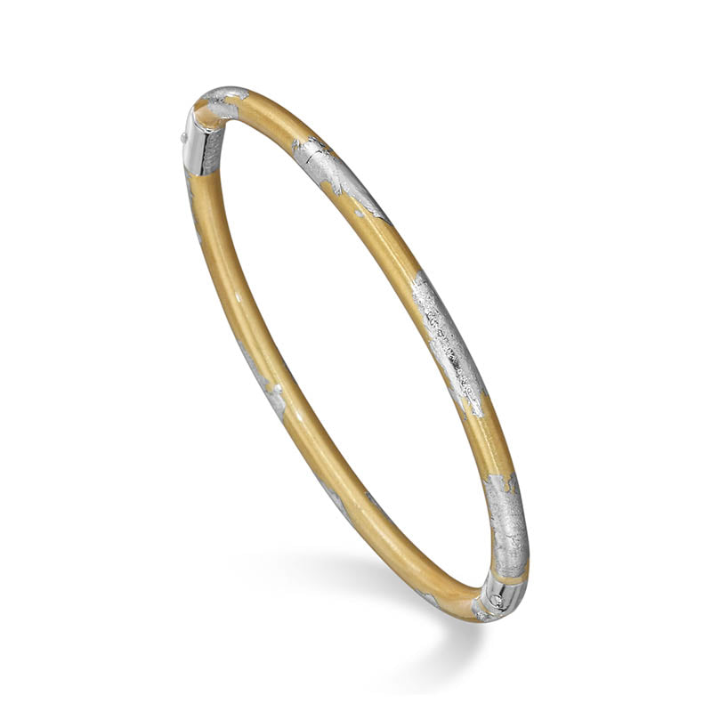 SOHO Sterling Silver, Gold Enamel & Silver Foliage Bangle