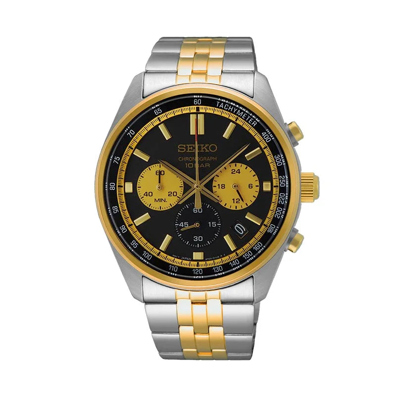 Seiko chronograph 100m stainless steel shop