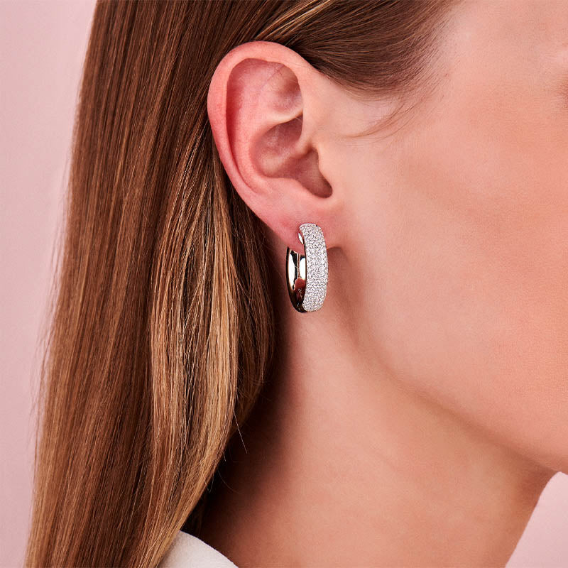Tirisi Amsterdam Due Mini Yellow Gold Diamond Hoop Earrings