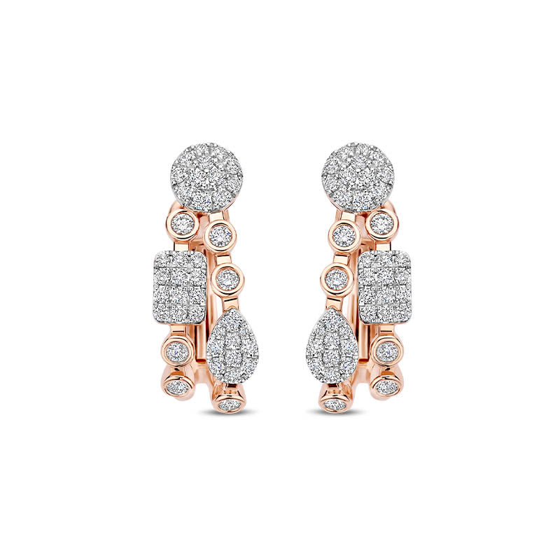 Tirisi Venice Exclusive Rose Gold Diamond Hinged Hoop Earrings