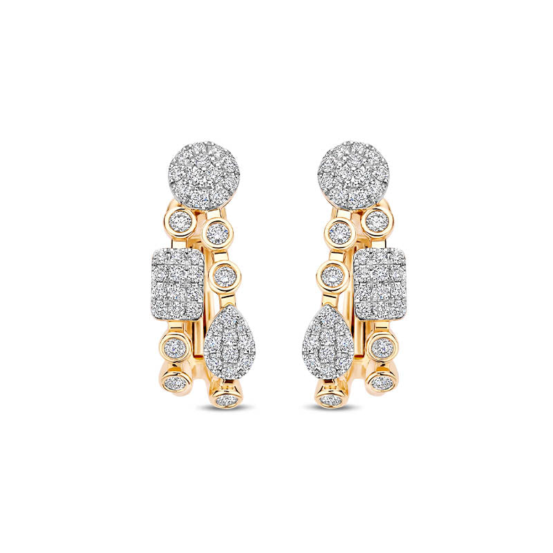 Tirisi Venice Exclusive Yellow Gold Diamond Hinged Hoop Earrings
