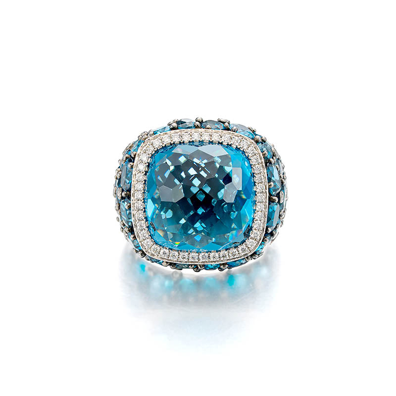 Tirisi White Gold London Blue Topaz & Diamond Ring