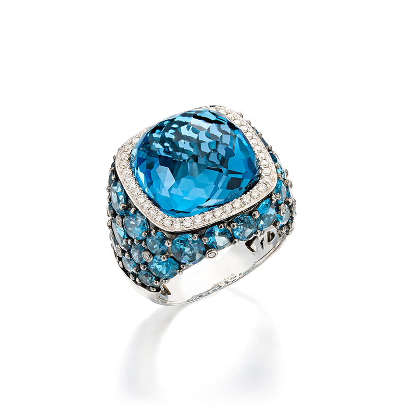 Tirisi White Gold London Blue Topaz & Diamond Ring
