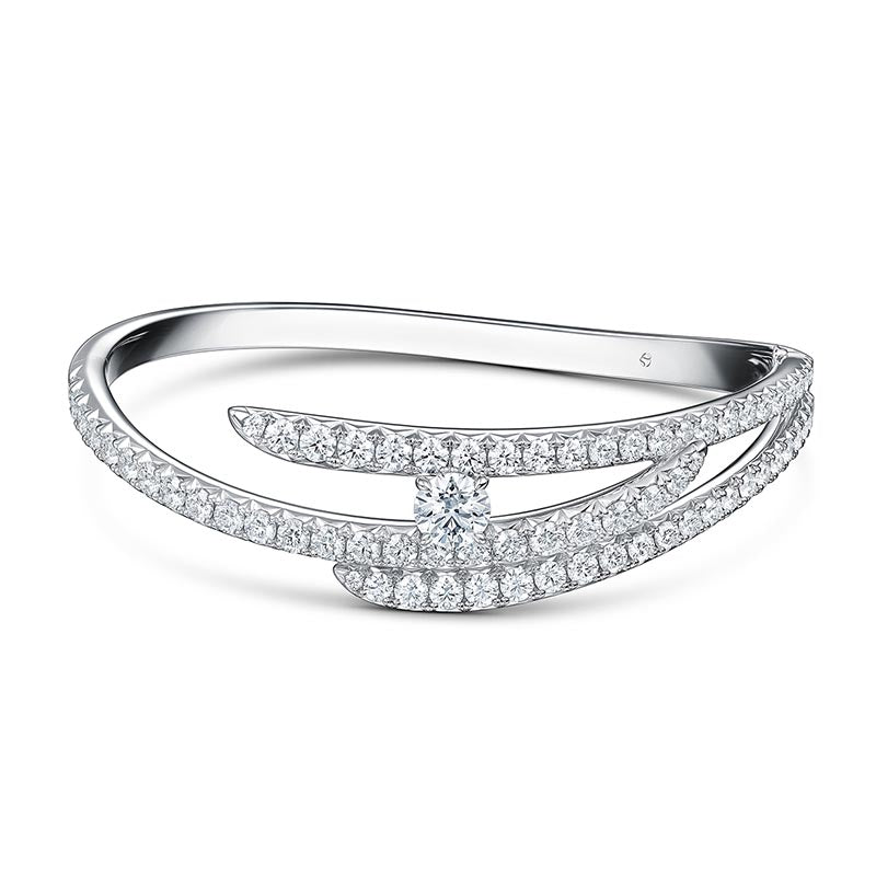 Hearts on Fire Vela White Gold Triple Row Pavé Diamond Bangle