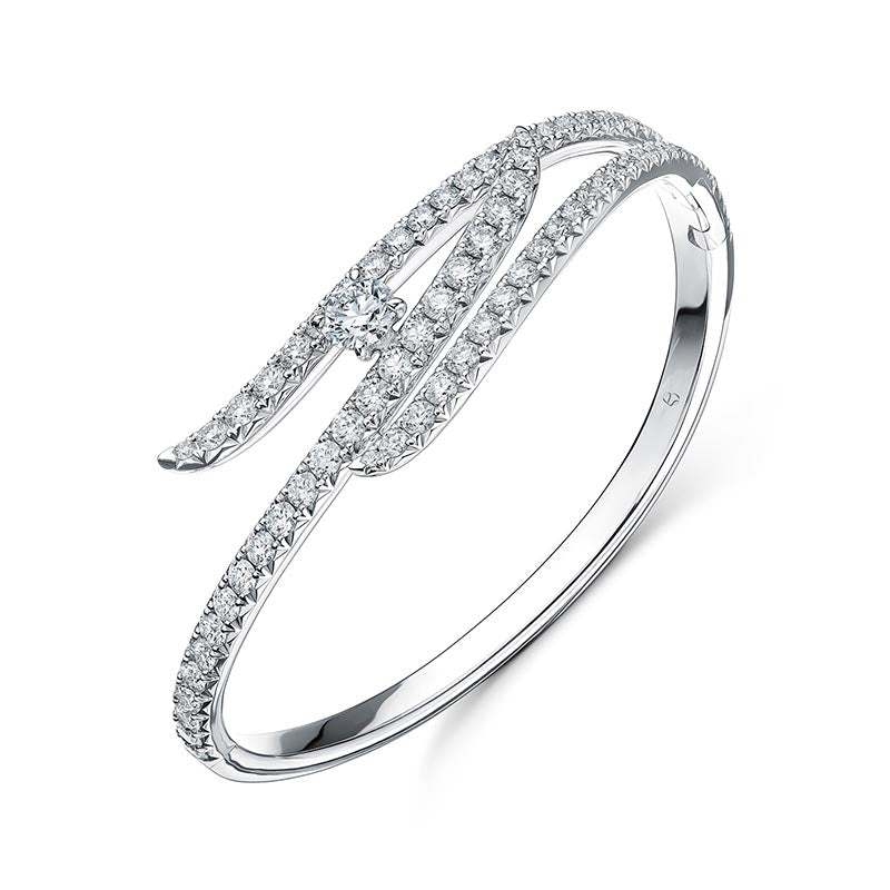Hearts on Fire Vela White Gold Triple Row Pavé Diamond Bangle